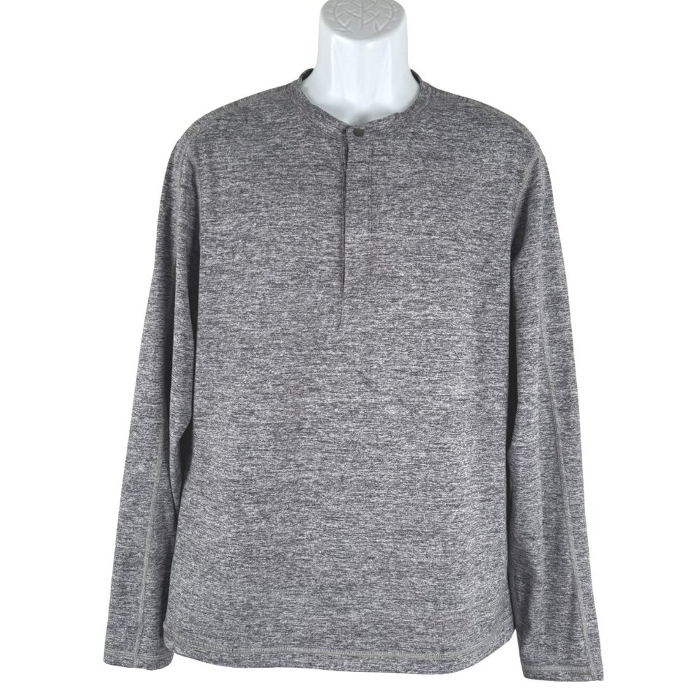 Lululemon Henley Shirt Top Mens‎ Large Gray Long Sleeve Casual TP-3480